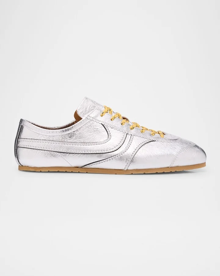 Men's Metallic Leather Low-Top Sneakers