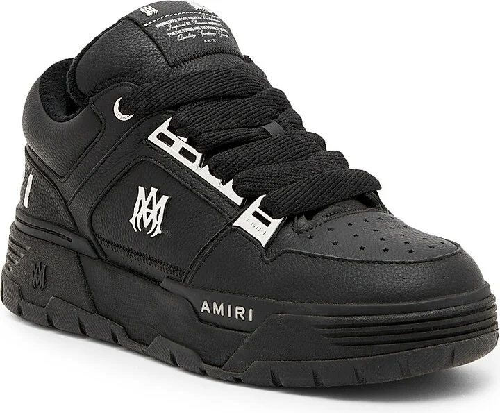 Men's Metallic MA-1 Leather Low-Top Sneakers - Black - Size 15 - Image 2