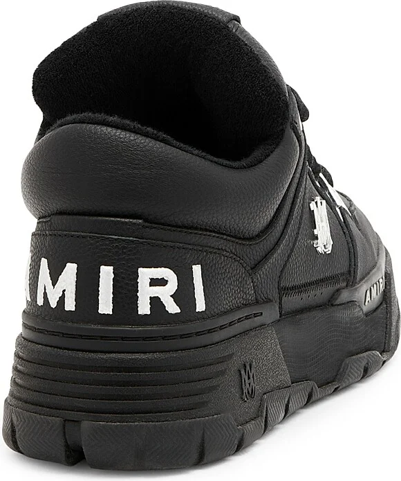 Men's Metallic MA-1 Leather Low-Top Sneakers - Black - Size 15 - Image 3