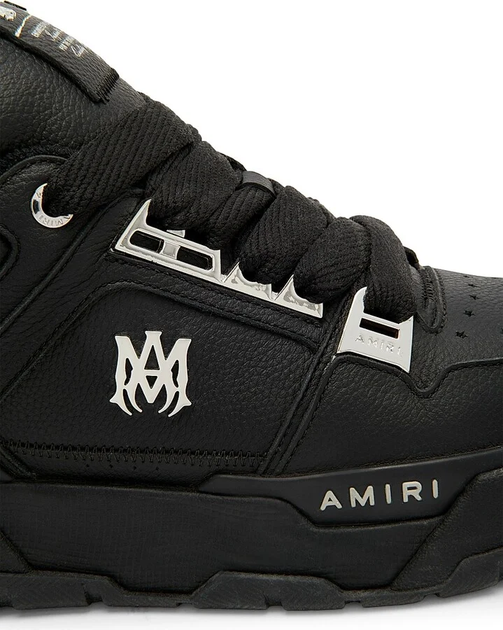 Men's Metallic MA-1 Leather Low-Top Sneakers - Black - Size 15 - Image 5