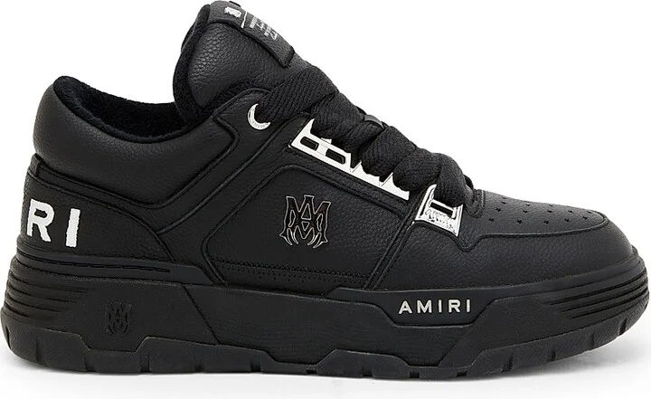 Men's Metallic MA-1 Leather Low-Top Sneakers - Black - Size 15