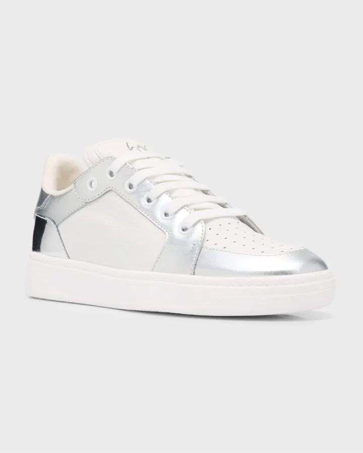 Men's Metallic-Trim Leather Low-Top Sneakers - Image 2
