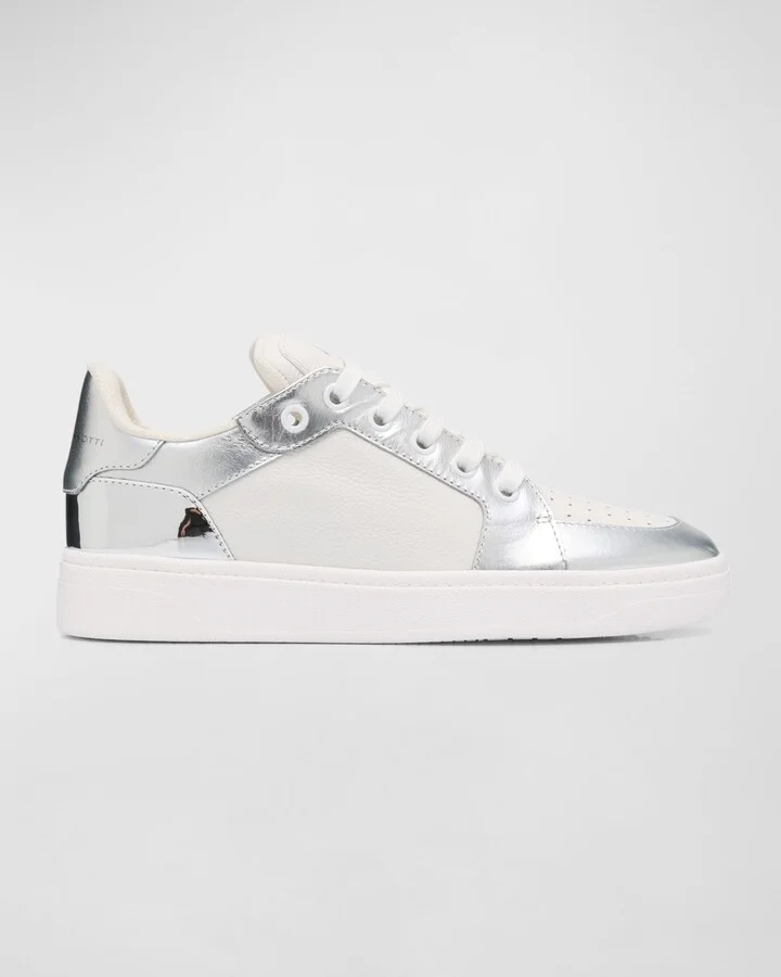 Men's Metallic-Trim Leather Low-Top Sneakers
