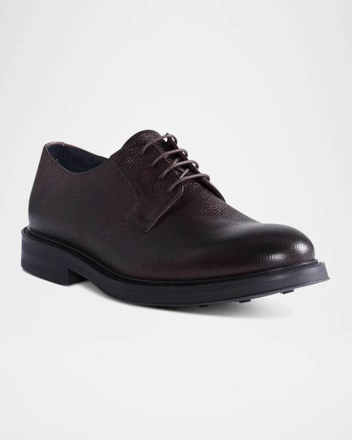 Men's Michael Pebbled Leather Derby Shoes - Image 4
