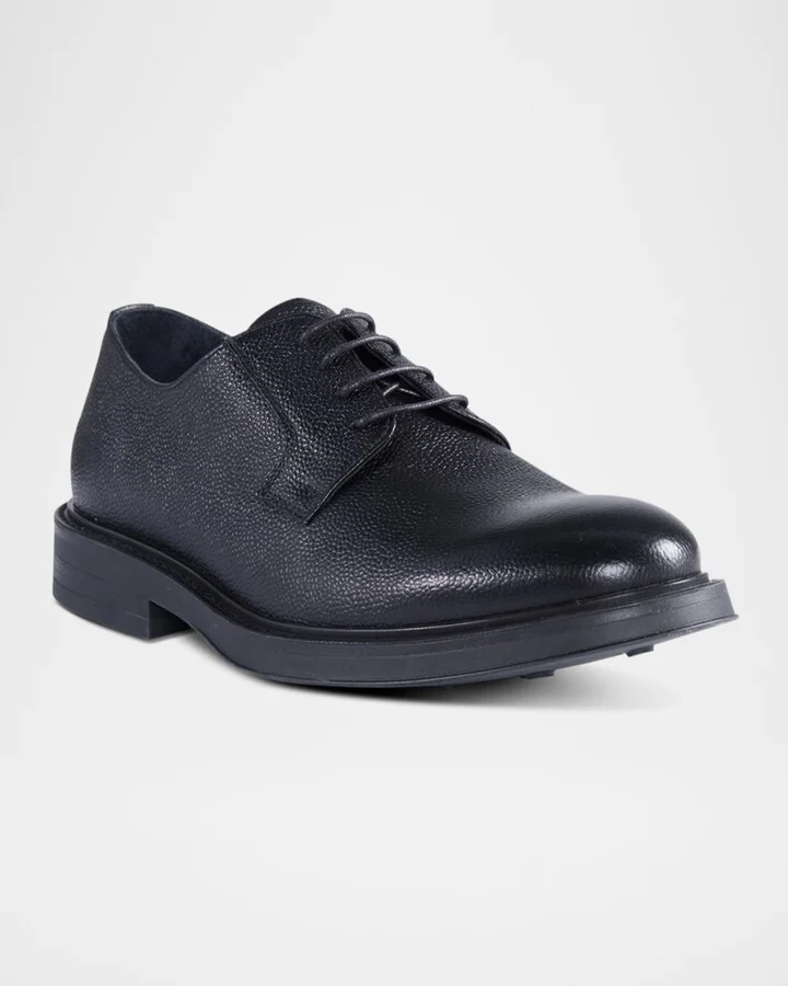 Men's Michael Pebbled Leather Derby Shoes - Image 7