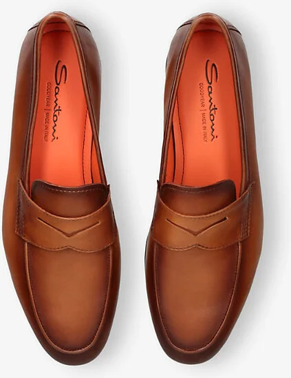 Mens Mid Brown Carlo Leather Penny Loafers Eur 43 / 9 Uk Men - Image 2
