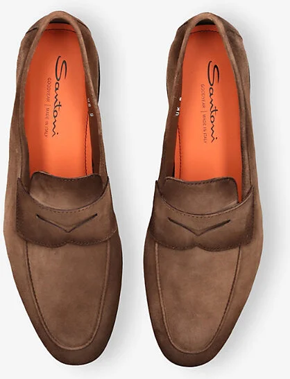 Mens Mid Brown Carlo Suede Penny Loafers Eur 42 / 8 Uk Men - Image 2