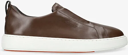 Mens Mid Brown Clean Icon Victory Leather Low-Top Trainers Eur 43 / 9 Uk Men