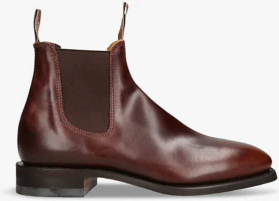 Mens Mid Brown Craftsman Elasticated-Panel Leather Ankle Boots Eur 42 / 8 Uk Men