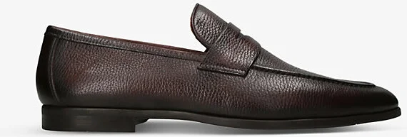 Mens Mid Brown Diezma Penny-Strap Leather Penny Loafers Eur 42.5 / 8.5 Uk Men