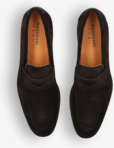 Mens Mid Brown Diezma Suede Penny Loafers Eur 42.5 / 8.5 Uk Men - Image 2