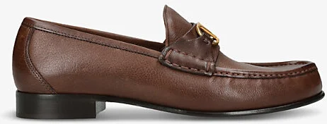 Mens Mid Brown Vlogo Leather Loafers Eur 41 / 7 Uk Men