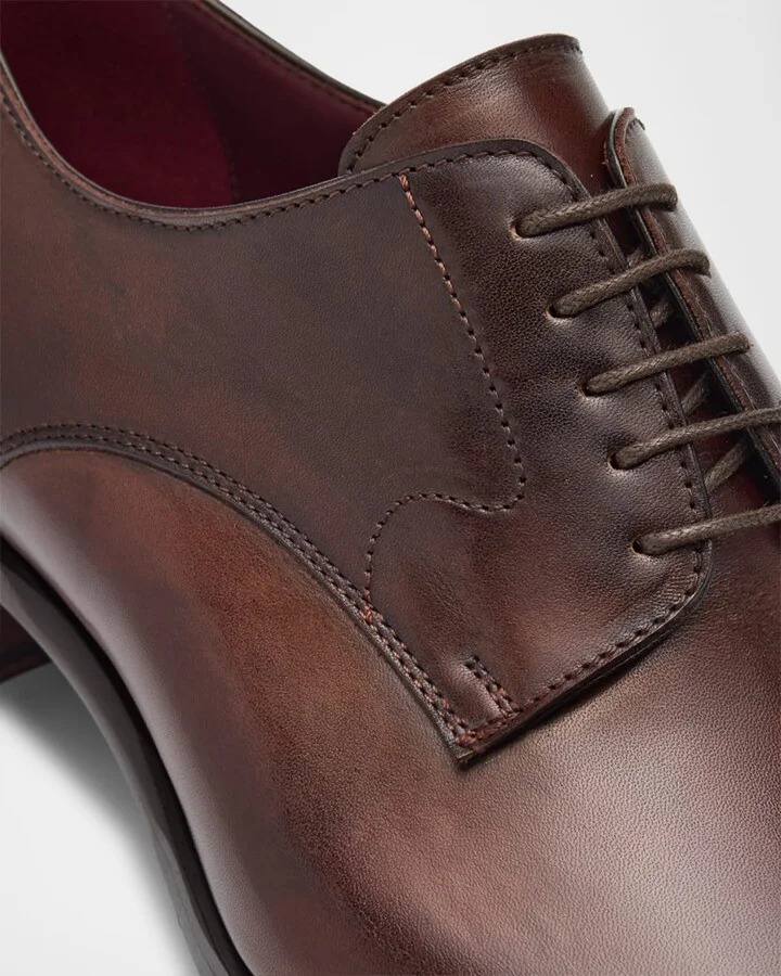 Men's Milano Leather Cap-Toe Derby Shoes - Image 4