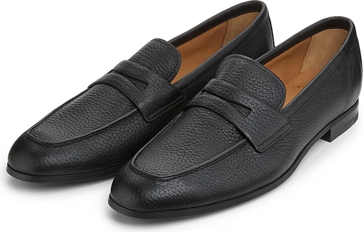 Men's Milton R Apron-Toe Leather Penny Loafers - Black - Size 8 - Image 2