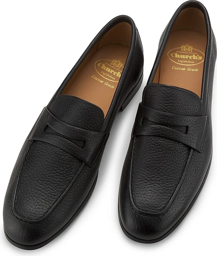 Men's Milton R Apron-Toe Leather Penny Loafers - Black - Size 8 - Image 4