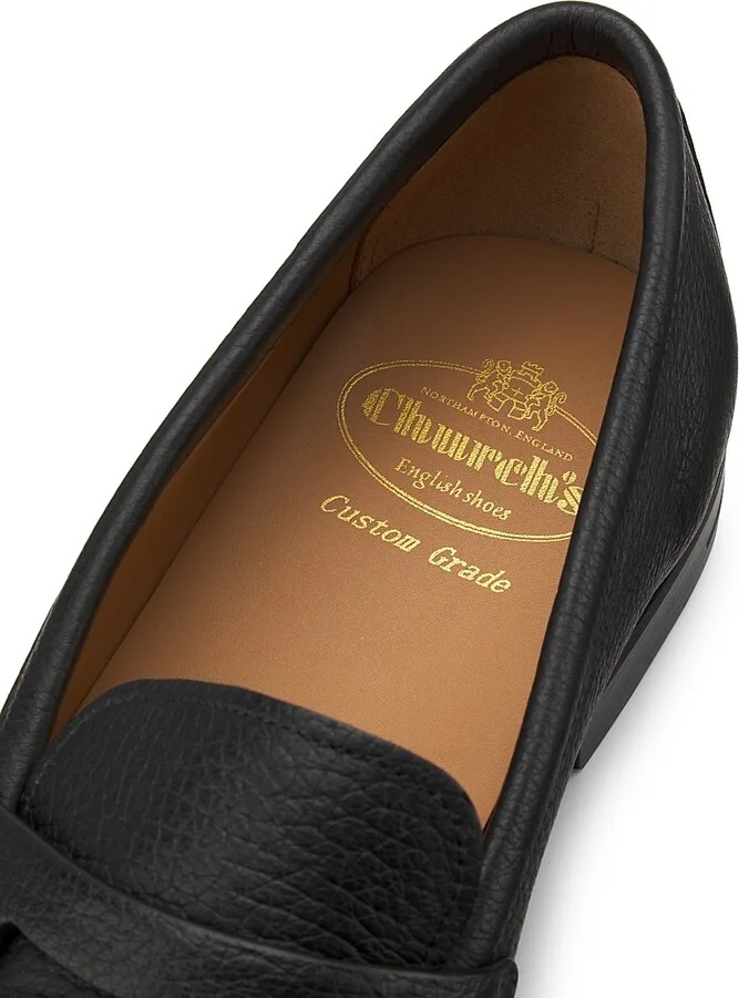 Men's Milton R Apron-Toe Leather Penny Loafers - Black - Size 8 - Image 5