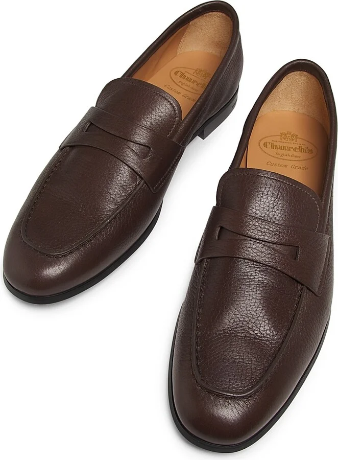 Men's Milton R Apron-Toe Leather Penny Loafers - Black - Size 8 - Image 9