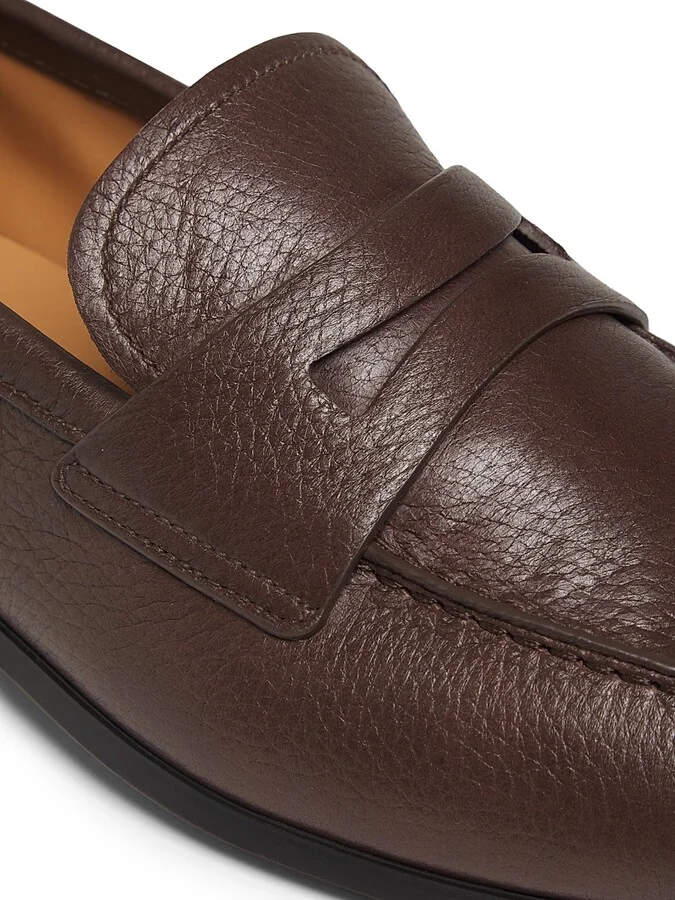 Men's Milton R Apron-Toe Leather Penny Loafers - Black - Size 8 - Image 10