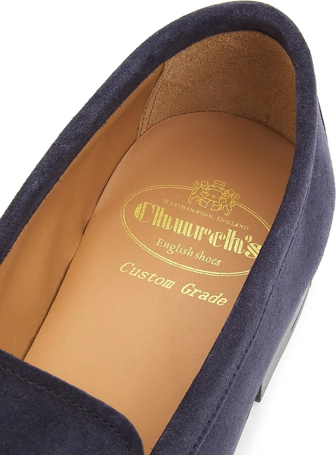 Men's Milton Suede Penny Loafers - Navy - Size 8 - Image 5
