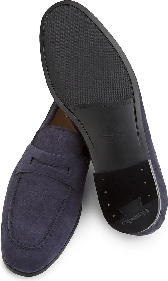 Men's Milton Suede Penny Loafers - Navy - Size 8 - Image 6