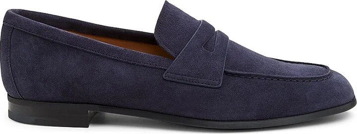 Men's Milton Suede Penny Loafers - Navy - Size 8