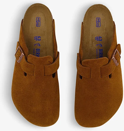 Mens Mink Boston Logo-Embossed Suede-Leather Clogs Eur 42 / 8 Uk Men - Image 2