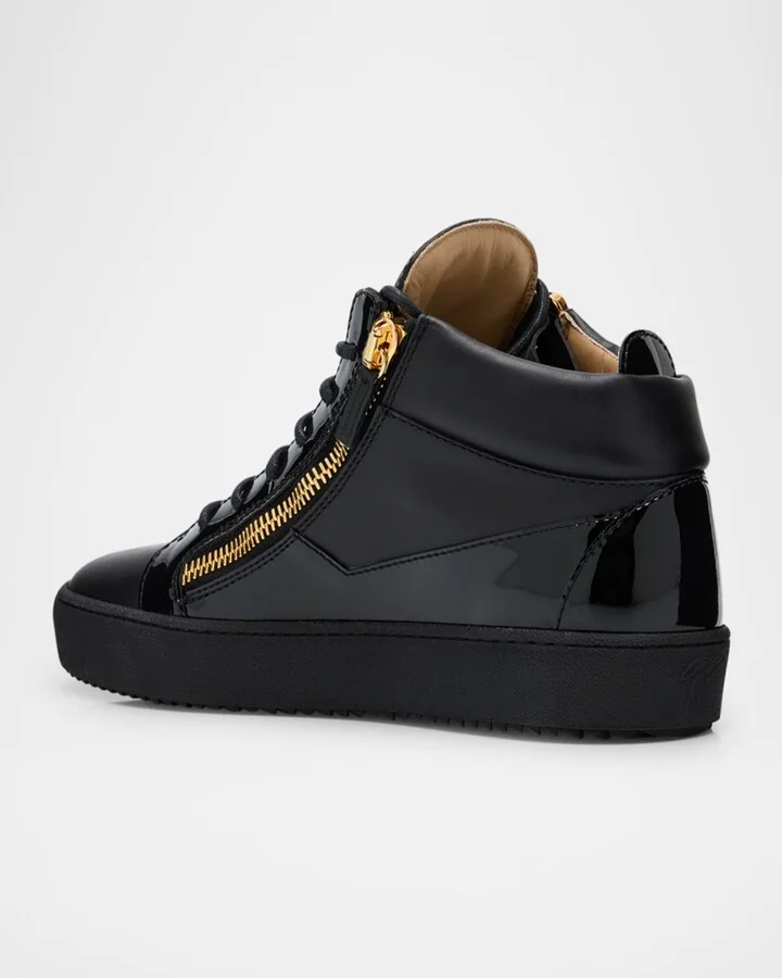 Men's Mixed-Leather Mid-Top Sneakers - Image 2