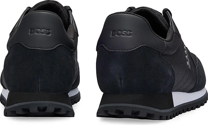 Men's Mixed-Material Trainers with Faux-Leather Trims - Black - Size 6 - Image 4