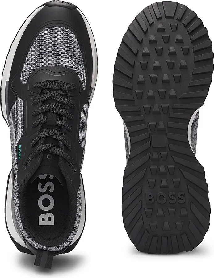 Men's Mixed-Material Trainers with Mesh Details and Branding - Grey - Size 6 - Image 3