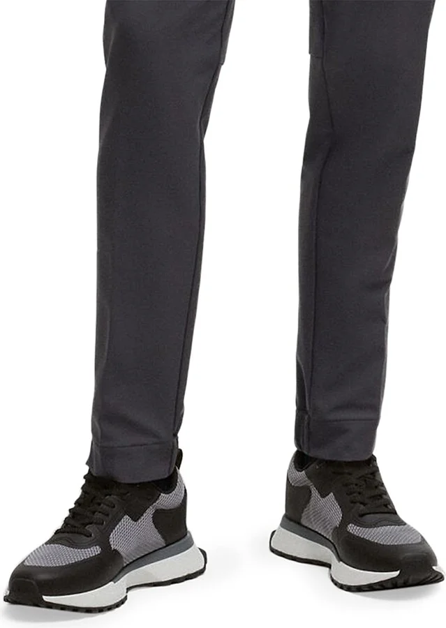 Men's Mixed-Material Trainers with Mesh Details and Branding - Grey - Size 6 - Image 5
