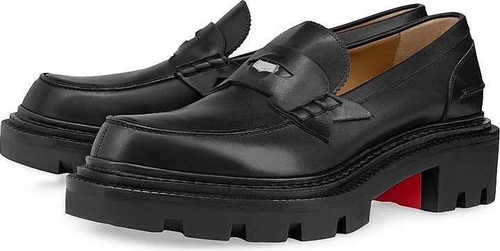 Men's Moc College Leather Loafers - Black - Size 10.5 - Image 2