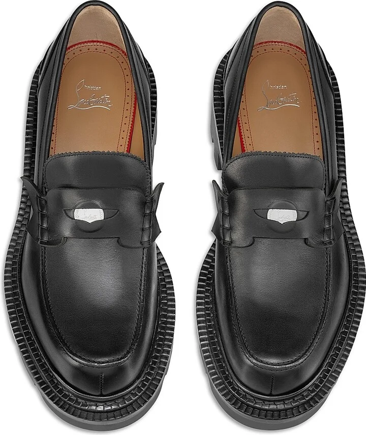 Men's Moc College Leather Loafers - Black - Size 10.5 - Image 4