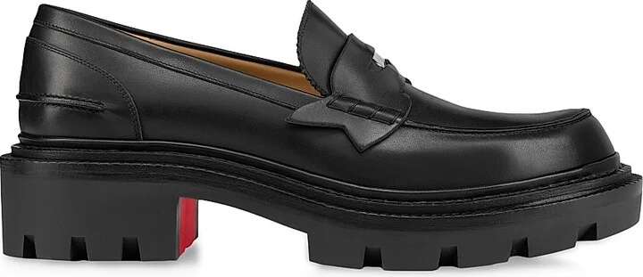 Men's Moc College Leather Loafers - Black - Size 10.5