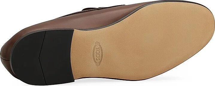 Men's Mocassino Cuoio Leather Penny Loafers - Teak - Size 7.5 - Image 4