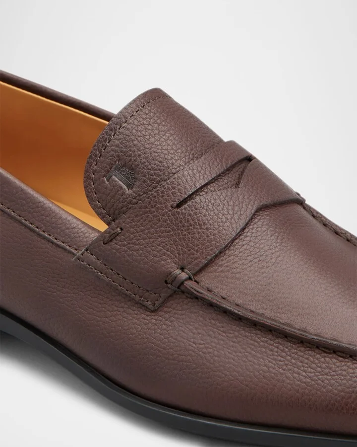Men's Mocassino Gomma Leggera Leather Penny Loafers - Image 5