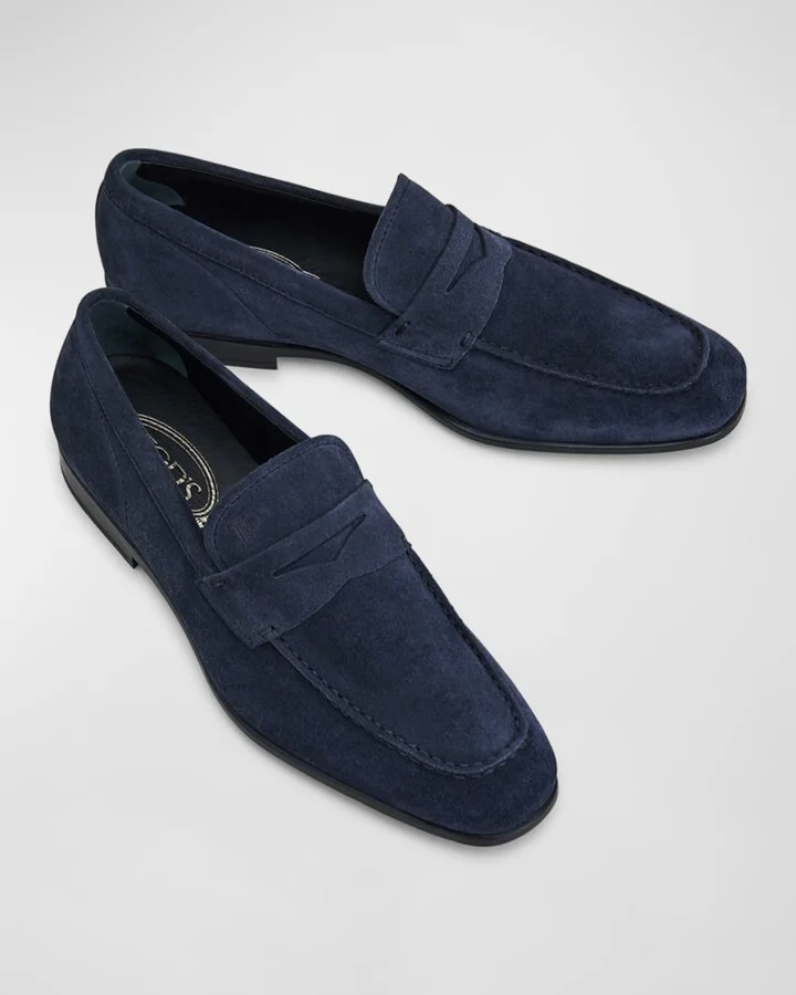 Men's Mocassino Gomma Leggera Suede Penny Loafers - Image 4