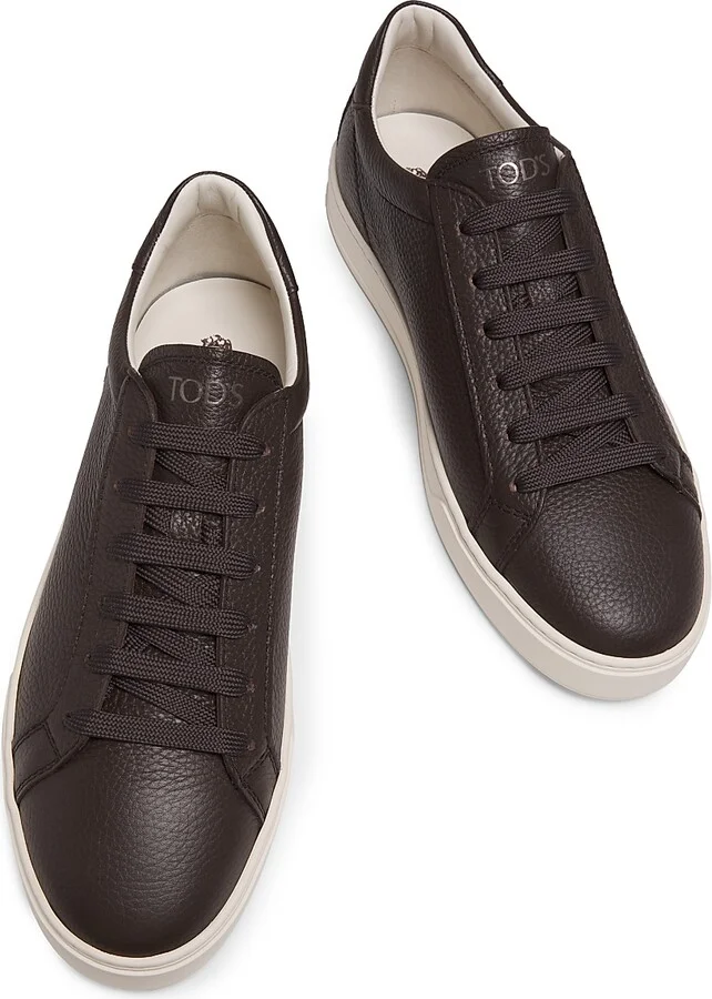 Men's Moccassino Gomma Leather Sneakers - Caffe - Size 7 - Image 4