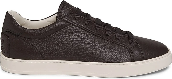 Men's Moccassino Gomma Leather Sneakers - Caffe - Size 7