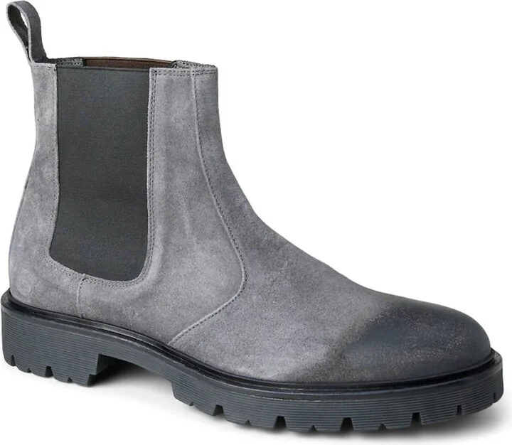 Men's Modern City Chelsea Suede Leather Boots In Gray Charcoal