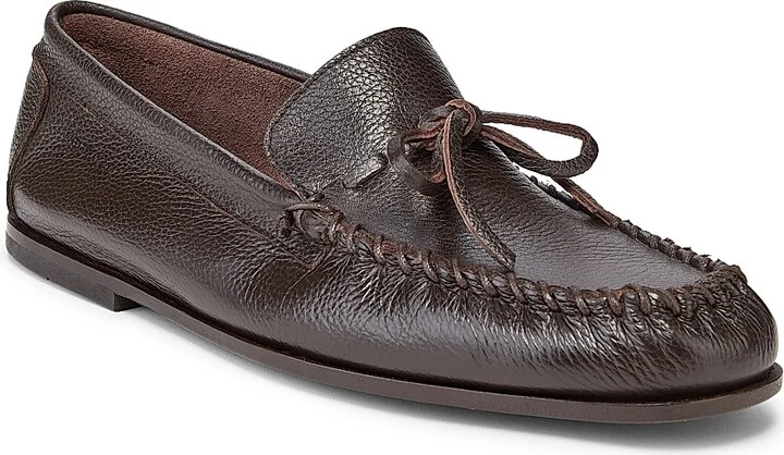 Men's Montauk Tie Pebble-Grain Leather Moccasins - Dark Brown - Size 11 - Image 2