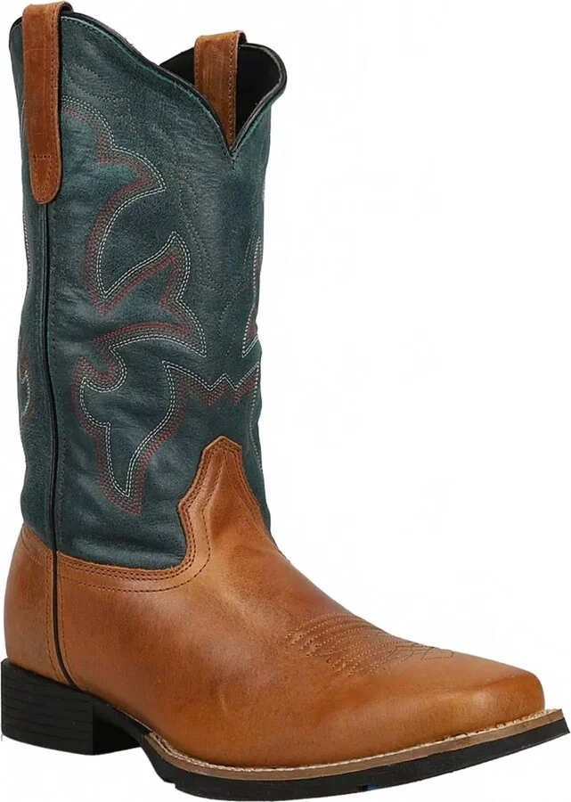 Men's Monterey Square Toe Western Boots In Tan / Teal