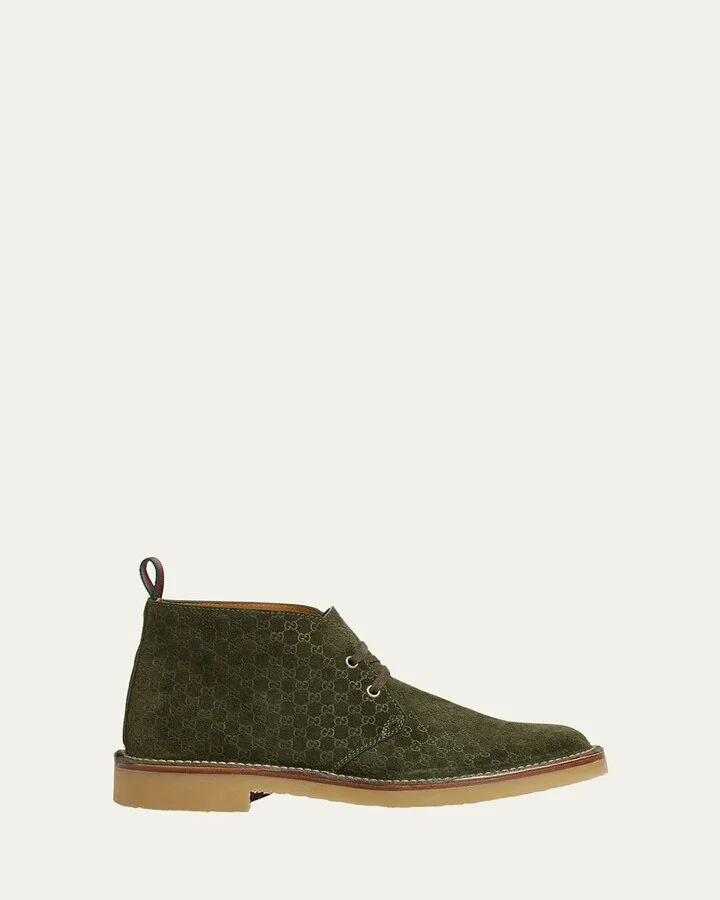 Men's Moreau GG Suede Lace-Up Ankle Boots