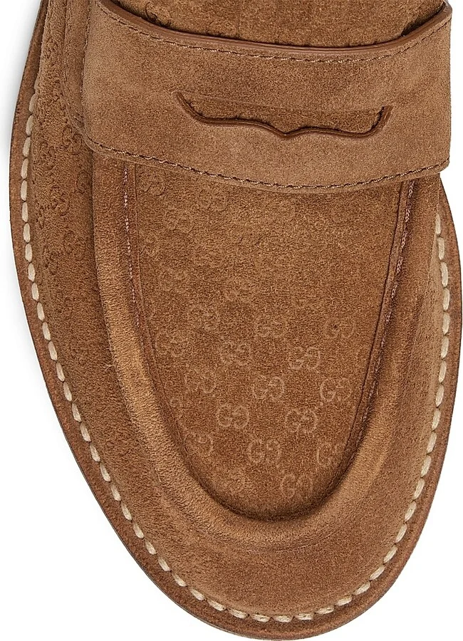 Men's Moreau GG Suede Penny Loafers - Hazel - Size 10 - Image 5