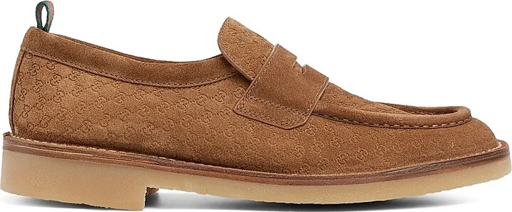 Men's Moreau GG Suede Penny Loafers - Hazel - Size 10