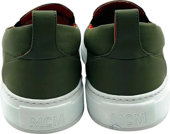 Men's Moss Green Orange Logo Leather Slip On Sneaker (41 EU / 8 US) - Image 5