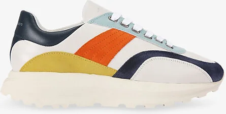 Mens Mult/Other Gaspar Colour-Block Panelled Low-Top Leather Trainers Eur 43 / 9 Uk Men