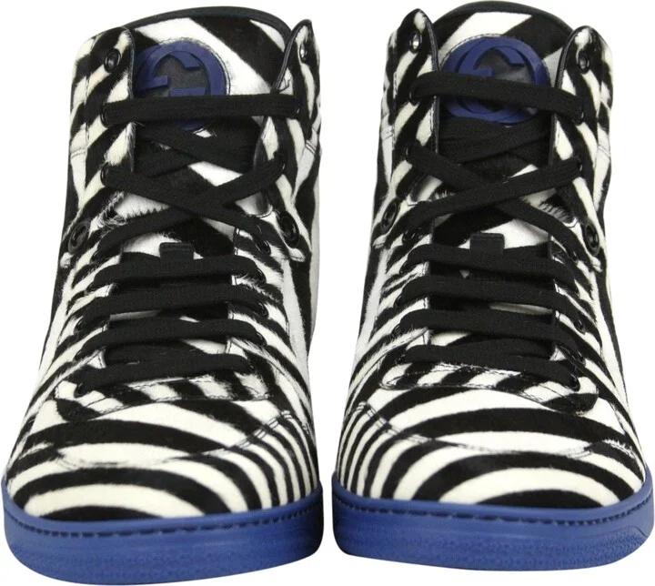 Men's Multi-Color Zebra Print Calf Hair High top Sneaker - Image 2