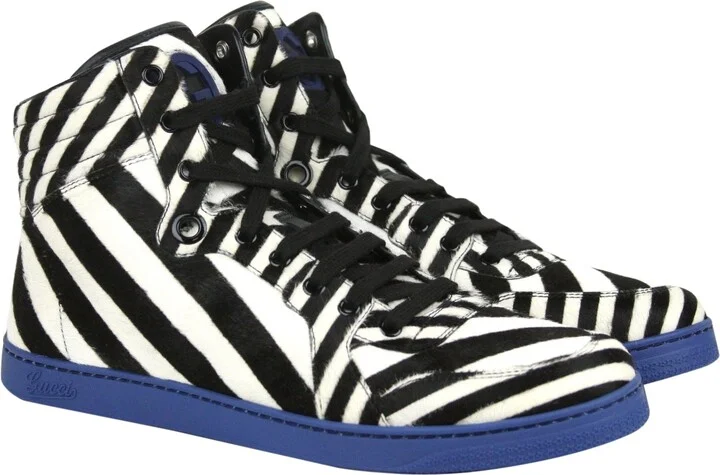 Men's Multi-Color Zebra Print Calf Hair High top Sneaker - Image 4