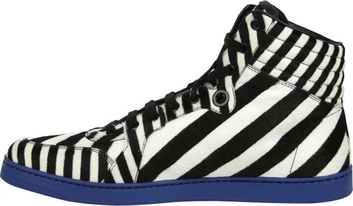 Men's Multi-Color Zebra Print Calf Hair High top Sneaker - Image 5