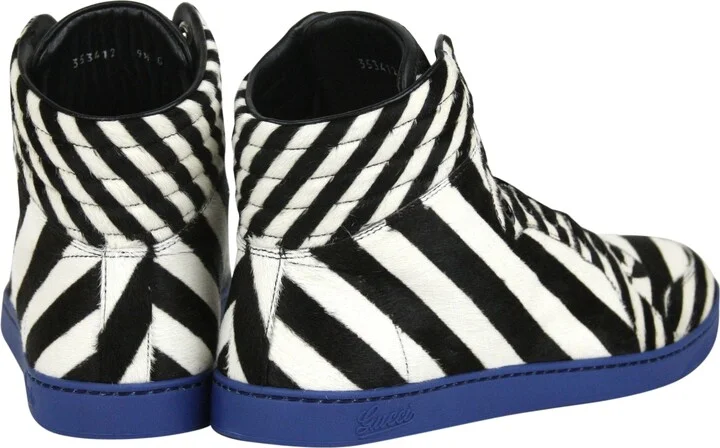 Men's Multi-Color Zebra Print Calf Hair High top Sneaker - Image 6